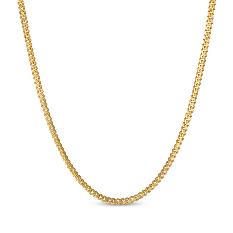 3.5mm Diamond-Cut Cuban Curb Chain Necklace 24K Yellow Gold Vermeil Sterling Silver 22"